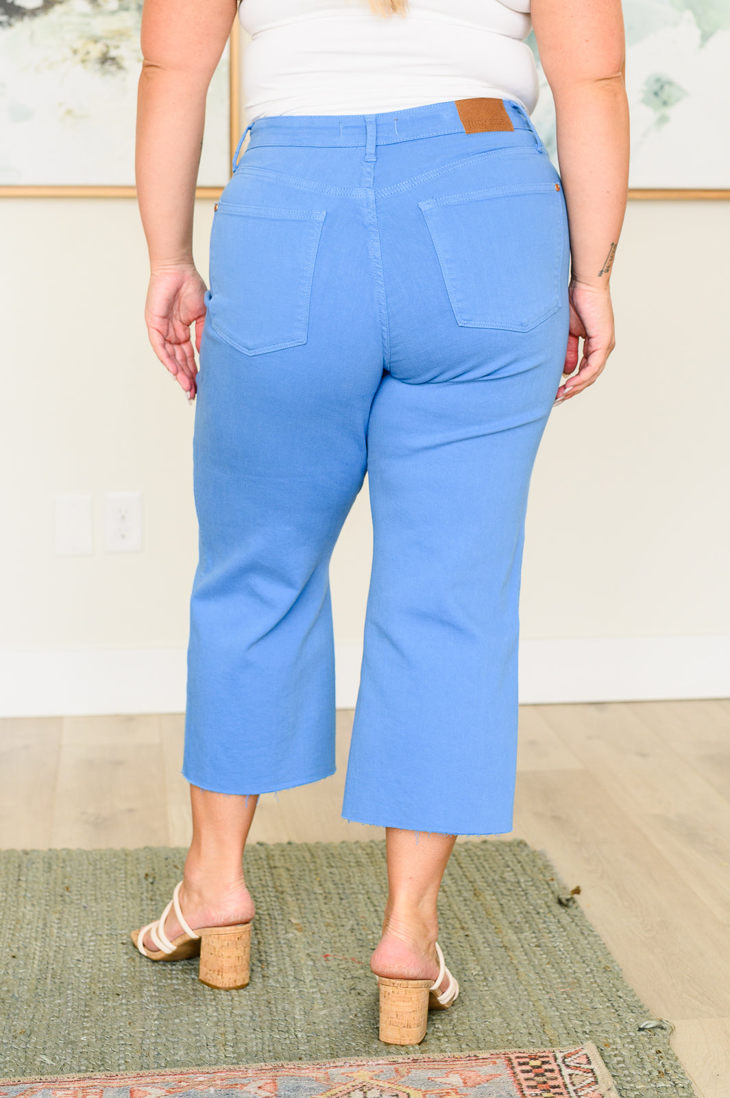 Judy Blue Lisa High Rise Wide Leg Crop Jeans in Sky Blue