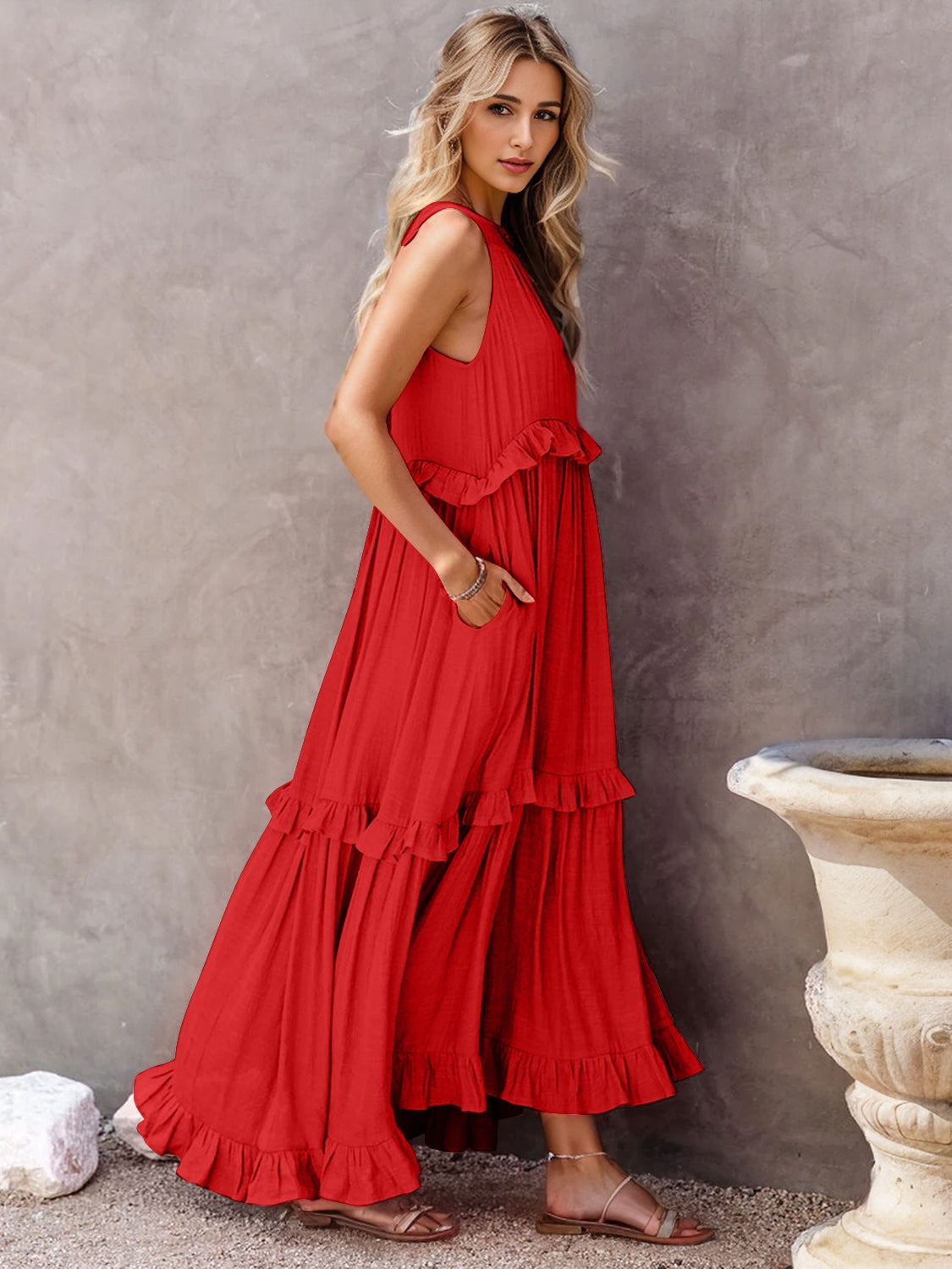 Hello Pockets Tiered Maxi Dress