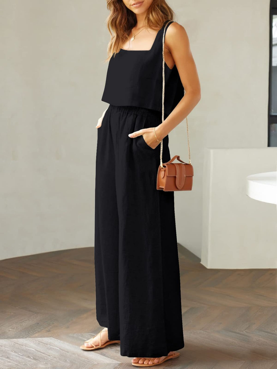If I could Turn Back Time Top & Wide Leg Pants Set