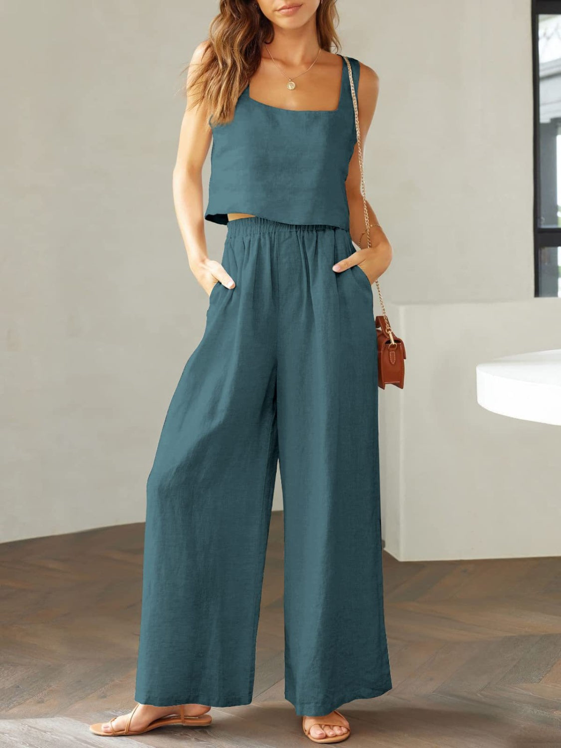 If I could Turn Back Time Top & Wide Leg Pants Set